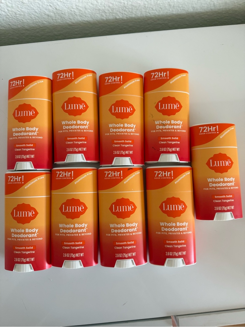 Lume Whole Body Deodorant - Clean Tangerine (Orange) Lot (9) New